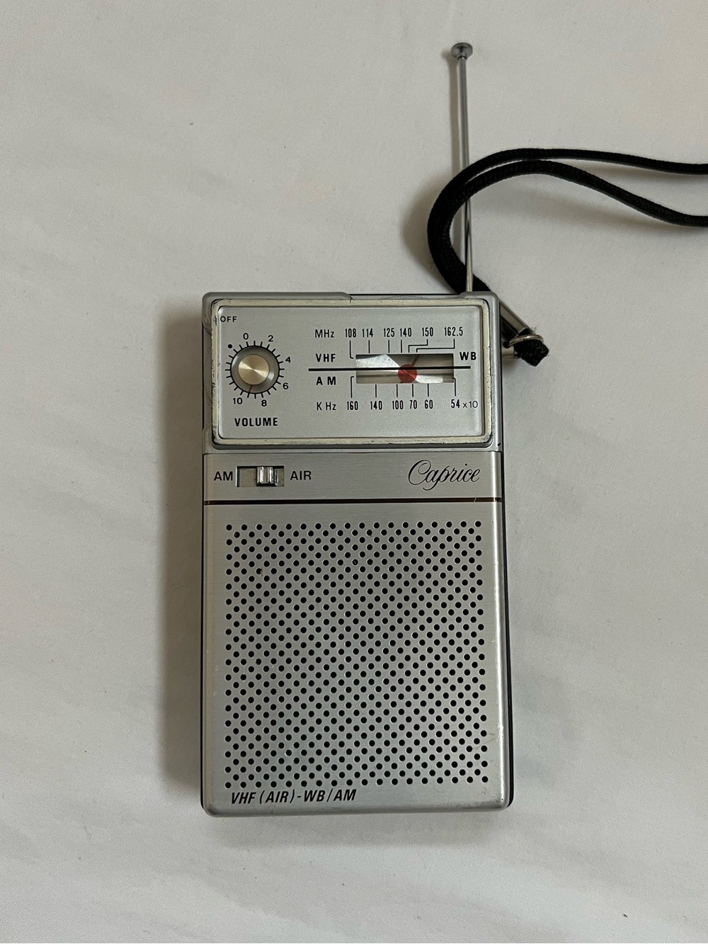 Caprice Transistor Radio Model XK-11 WORKING AM WB VHF AIR Silver Vintage